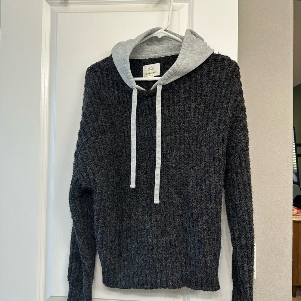 Black/purple/blue Textured Hoodie Sweater Women’s XS